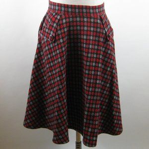 Voodoo Vixen Polka Dot Wool Blend A-line Skirt
